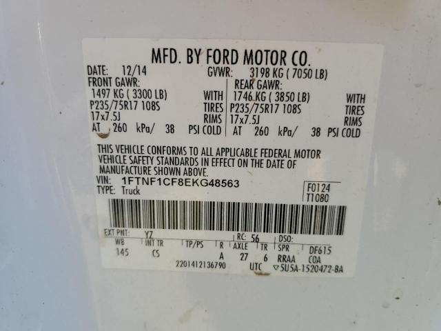 Photo 10 from auction – 2014 FORD F150 with VIN 1FTNF1CF8EKG48563