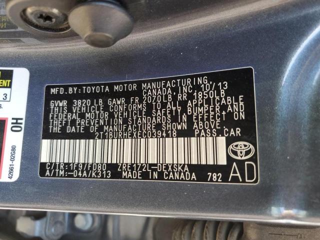 Photo 10 from auction – 2014 TOYOTA COROLLA L with VIN 2T1BURHEXEC039418