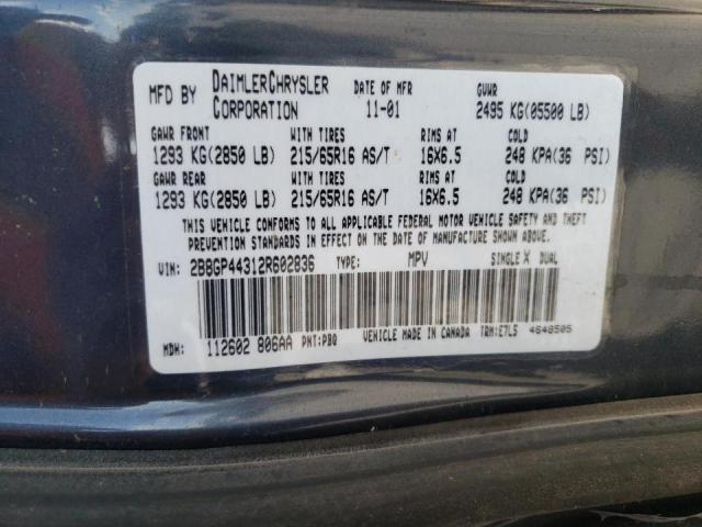 Photo 10 from auction – 2002 DODGE CARAVAN with VIN 2B8GP44312R602836