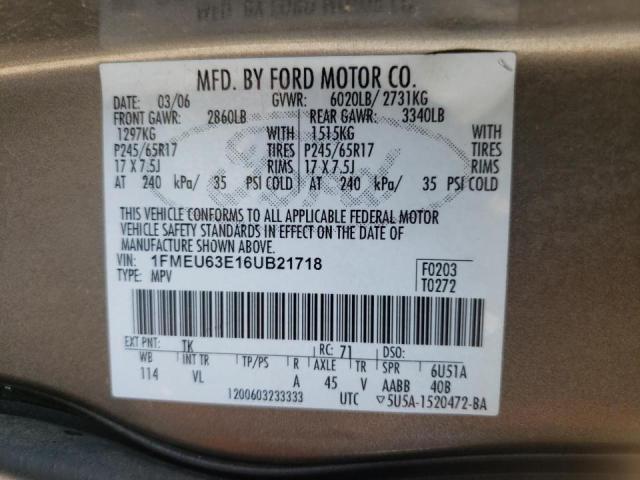 Foto 10 de la subasta – 2006 FORD EXPLORER X con VIN 1FMEU63E16UB21718