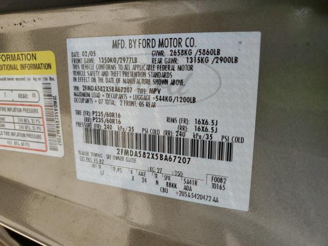 Photo 10 from auction – 2005 FORD FREESTAR L with VIN 2FMDA582X5BA67207