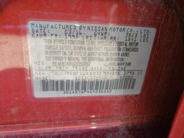Photo 10 from auction – 2016 NISSAN SENTRA S with VIN 3N1AB7AP4GY256552
