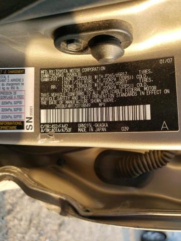 Photo 10 from auction – 2007 TOYOTA 4RUNNER SR with VIN JTEBU14R170118849