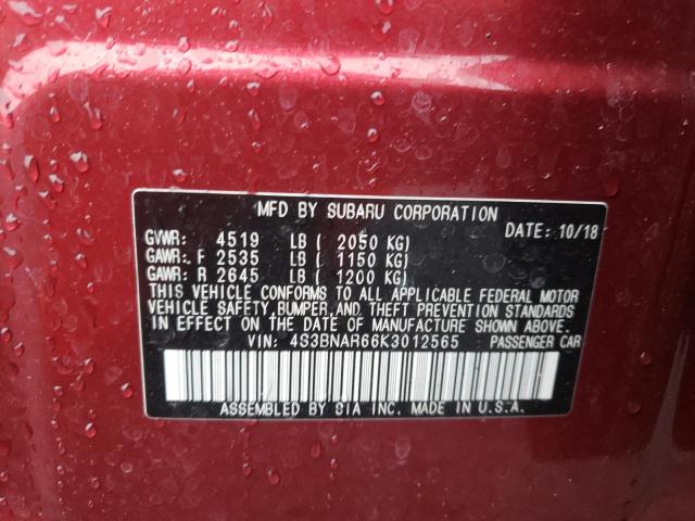 Photo 10 from auction – 2019 SUBARU LEGACY SPO with VIN 4S3BNAR66K3012565