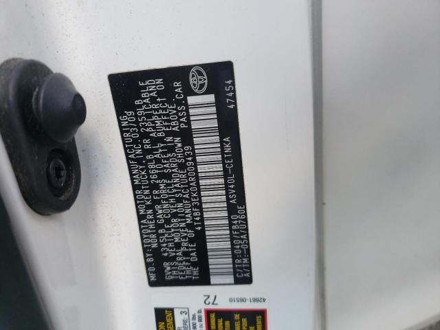 Photo 10 from auction – 2010 TOYOTA CAMRY BASE with VIN 4T4BF3EK0AR009439