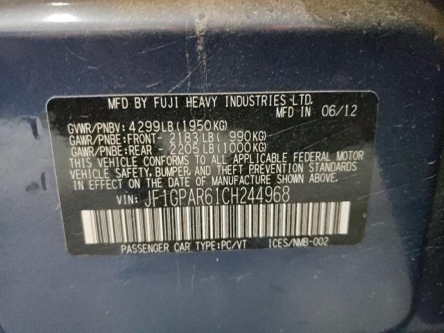 Photo 10 from auction – 2012 SUBARU IMPREZA SP with VIN JF1GPAR61CH244968