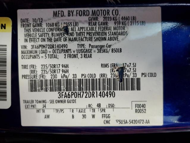 Photo 10 from auction – 2013 FORD FUSION SE with VIN 3FA6P0H72DR140490