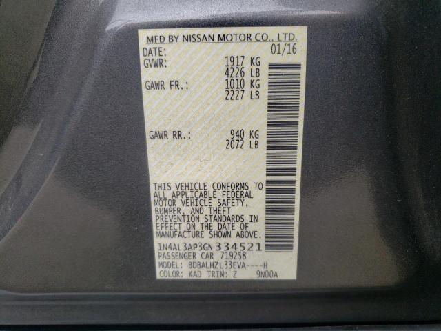 Photo 10 from auction – 2016 NISSAN ALTIMA 2.5 with VIN 1N4AL3AP3GN334521