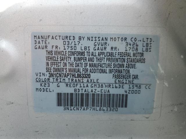 Photo 10 from auction – 2017 NISSAN VERSA S with VIN 3N1CN7AP7HL863320