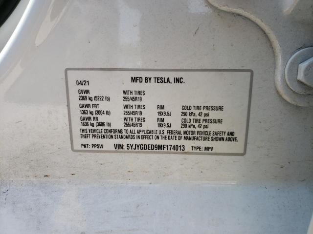 Photo 10 from auction – 2021 TESLA MODEL Y with VIN 5YJYGDED9MF174013