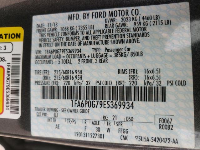 Photo 10 from auction – 2014 FORD FUSION S with VIN 1FA6P0G79E5369934