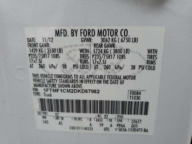 Photo 10 from auction – 2013 FORD F150 with VIN 1FTMF1CM2DKD67982