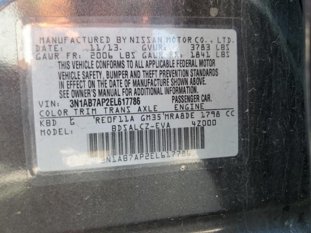 Photo 10 from auction – 2014 NISSAN SENTRA S with VIN 3N1AB7AP2EL617786