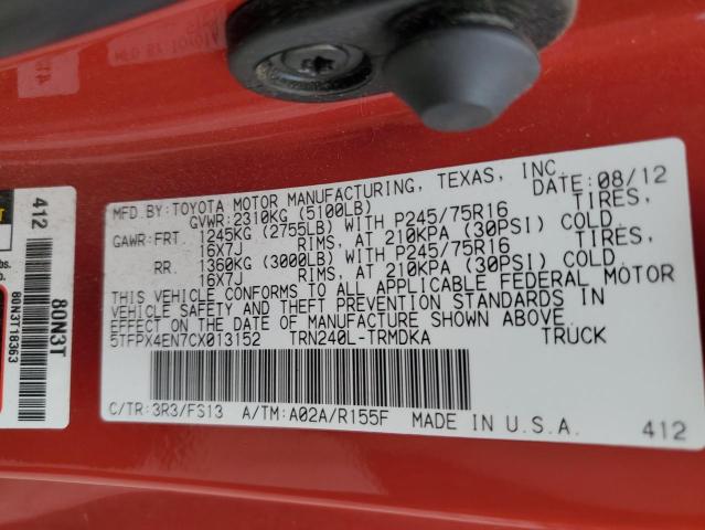 Photo 10 from auction – 2012 TOYOTA TACOMA with VIN 5TFPX4EN7CX013152