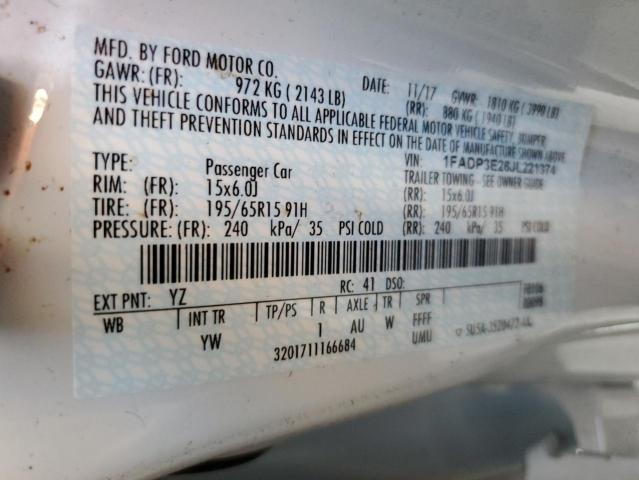 Photo 10 from auction – 2018 FORD FOCUS S with VIN 1FADP3E26JL221374