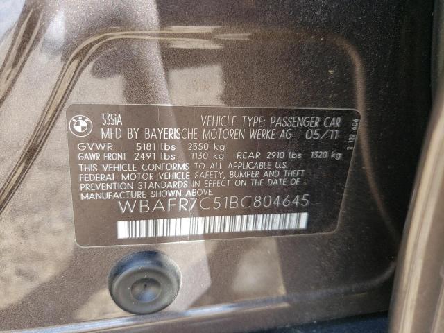 Photo 10 from auction – 2011 BMW 535 I with VIN WBAFR7C51BC804645