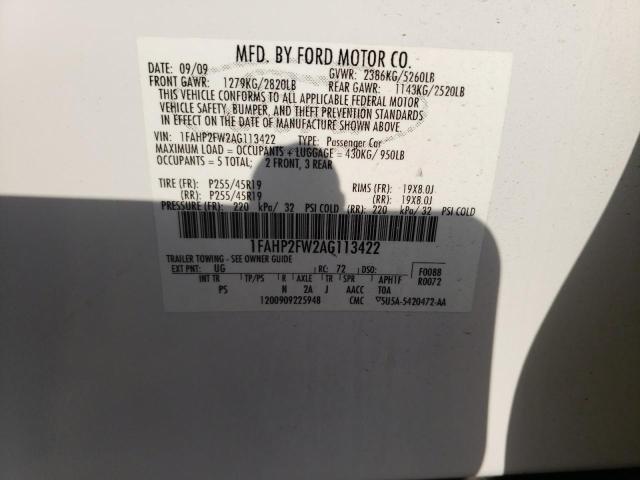 Photo 10 from auction – 2010 FORD TAURUS LIM with VIN 1FAHP2FW2AG113422