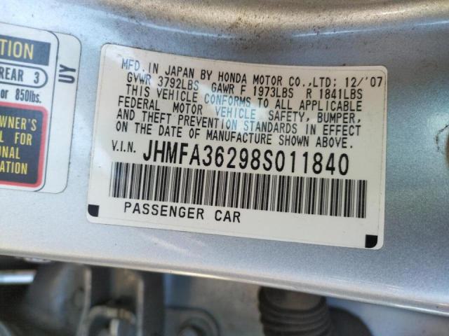 Photo 10 from auction – 2008 HONDA CIVIC HYBR with VIN JHMFA36298S011840