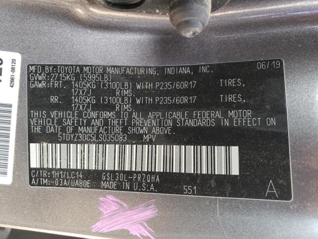 Photo 10 from auction – 2020 TOYOTA SIENNA XLE with VIN 5TDYZ3DC5LS035083