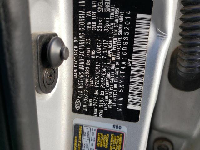 Photo 10 from auction – 2013 KIA SORENTO LX with VIN 5XYKT4A16DG352014
