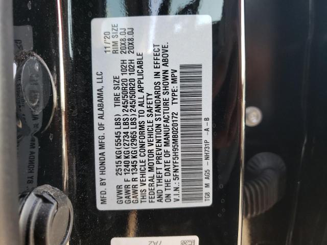 Photo 10 from auction – 2021 HONDA PILOT TOUR with VIN 5FNYF5H95MB020172