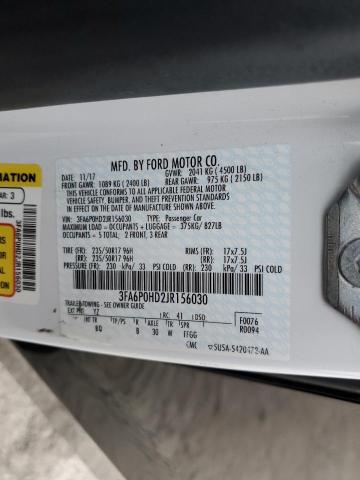 Photo 10 from auction – 2018 FORD FUSION SE with VIN 3FA6P0HD2JR156030