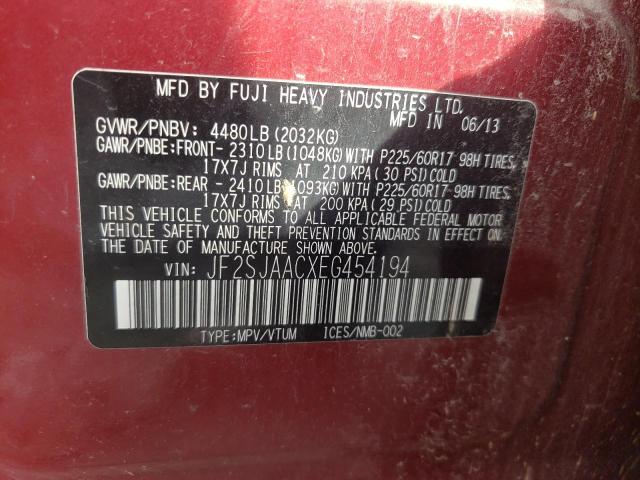 Photo 10 from auction – 2014 SUBARU FORESTER 2 with VIN JF2SJAACXEG454194