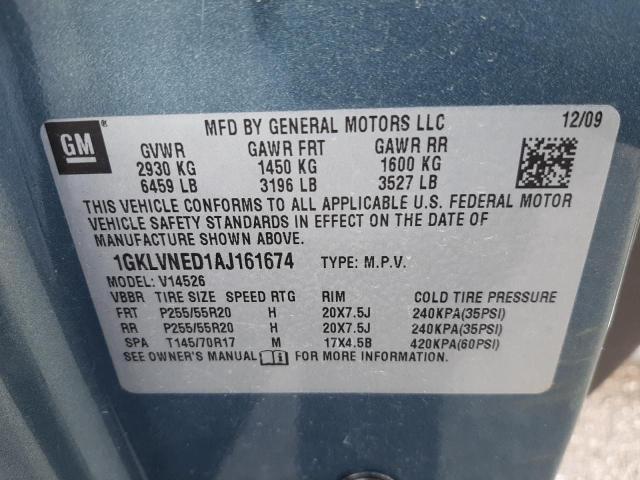 Photo 10 from auction – 2010 GMC ACADIA SLT with VIN 1GKLVNED1AJ161674