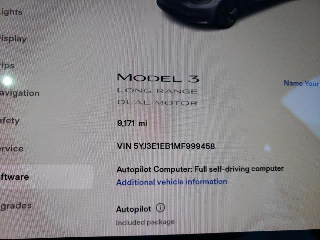 Photo 8 from auction – 2021 TESLA MODEL 3 with VIN 5YJ3E1EB1MF999458