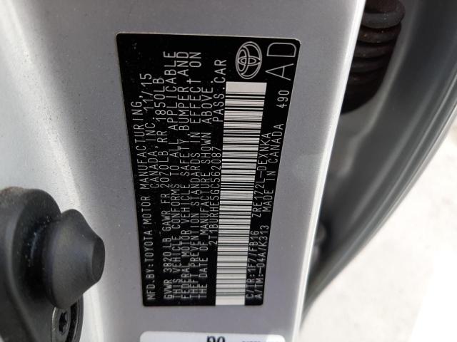 Photo 10 from auction – 2016 TOYOTA COROLLA L with VIN 2T1BURHE5GC562087