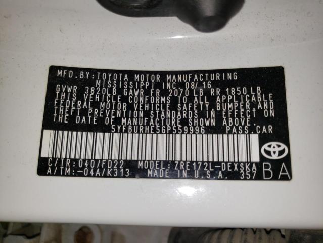 Photo 10 from auction – 2016 TOYOTA COROLLA L with VIN 5YFBURHE5GP559996