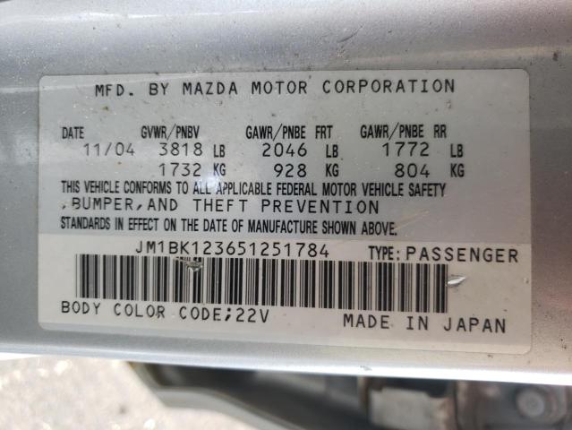 Photo 10 from auction – 2005 MAZDA 3 with VIN JM1BK123651251784