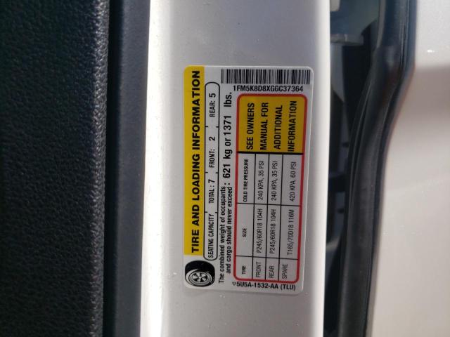 Zdjęcie 10 z aukcji – 2016 FORD EXPLORER X z VIN 1FM5K8D8XGGC37364