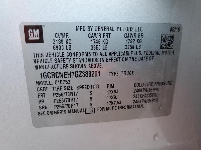 Photo 10 from auction – 2016 CHEVROLET SILVERADO with VIN 1GCRCNEH7GZ388201