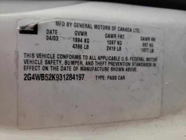 Photo 10 from auction – 2003 BUICK REGAL LS with VIN 2G4WB52K931284197