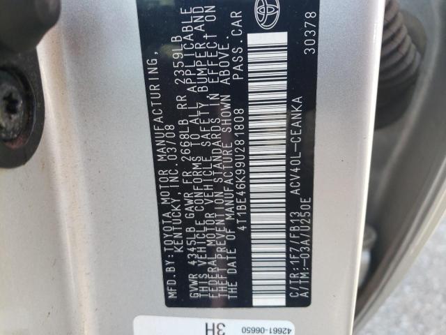 Photo 10 from auction – 2009 TOYOTA CAMRY BASE with VIN 4T1BE46K99U281808