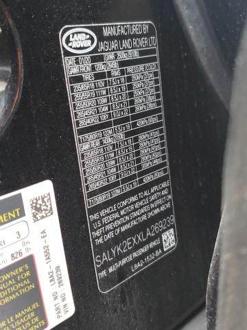 Photo 10 from auction – 2020 LAND ROVER RANGE ROVE with VIN SALYK2EXXLA269239