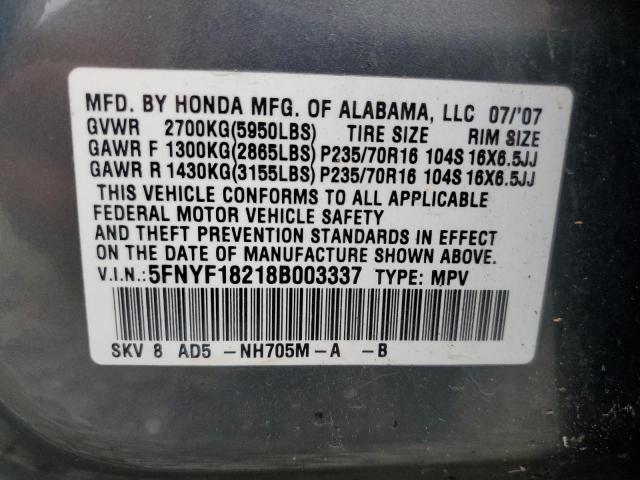 Foto 10 de la subasta – 2008 HONDA PILOT VP con VIN 5FNYF18218B003337