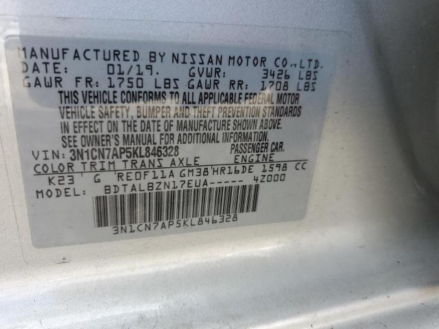 Photo 10 from auction – 2019 NISSAN VERSA S with VIN 3N1CN7AP5KL846328
