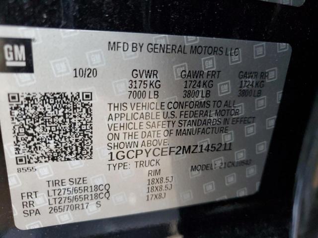 Photo 10 from auction – 2021 CHEVROLET SILVERADO with VIN 1GCPYCEF2MZ145211