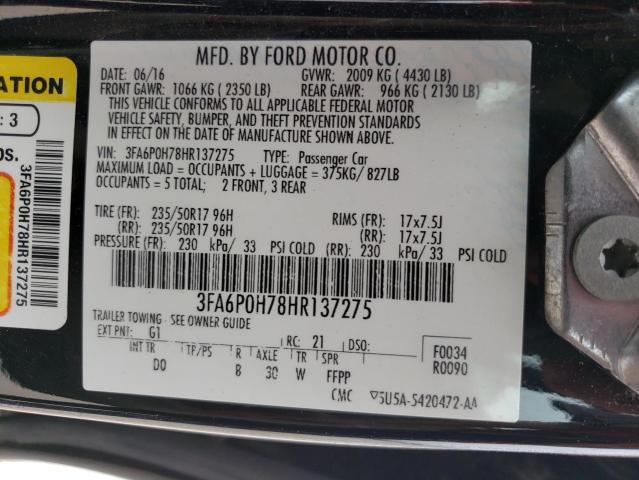 Photo 10 from auction – 2017 FORD FUSION SE with VIN 3FA6P0H78HR137275