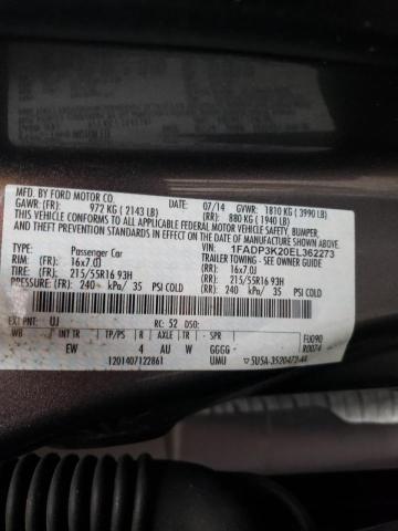 Photo 10 from auction – 2014 FORD FOCUS SE with VIN 1FADP3K20EL362273
