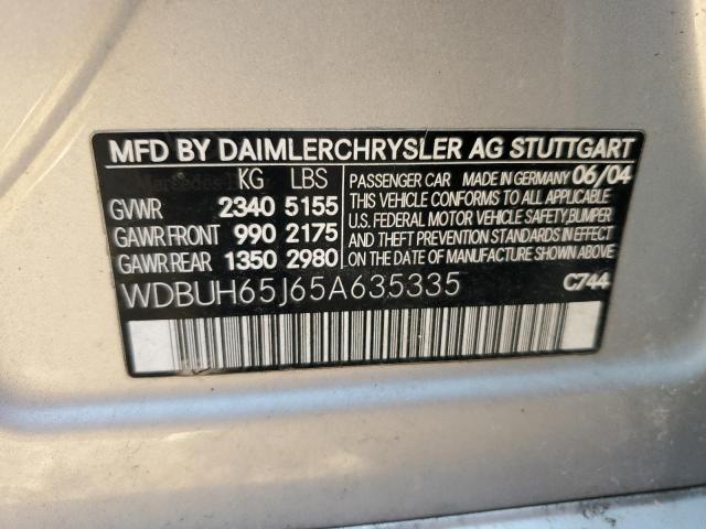 Photo 10 from auction – 2005 MERCEDES-BENZ E 320 with VIN WDBUH65J65A635335