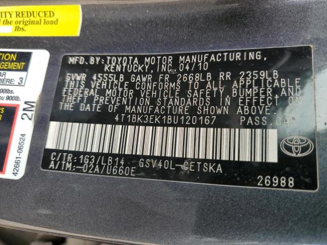 Photo 10 from auction – 2011 TOYOTA CAMRY SE with VIN 4T1BK3EK1BU120167