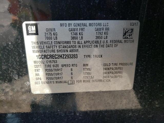 Photo 10 from auction – 2017 CHEVROLET SILVERADO with VIN 1GCRCREC2HZ293283