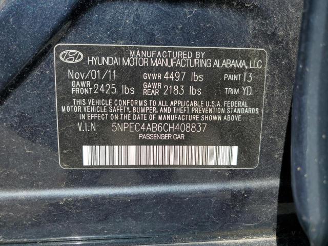 Photo 10 from auction – 2012 HYUNDAI SONATA SE with VIN 5NPEC4AB6CH408837