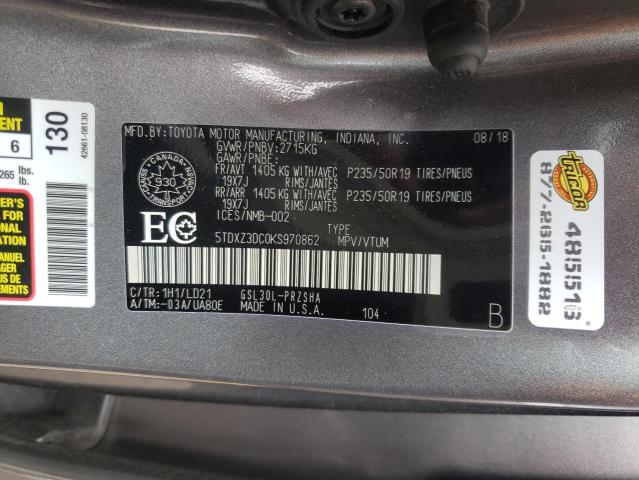 Photo 10 from auction – 2019 TOYOTA SIENNA SE with VIN 5TDXZ3DC0KS970862