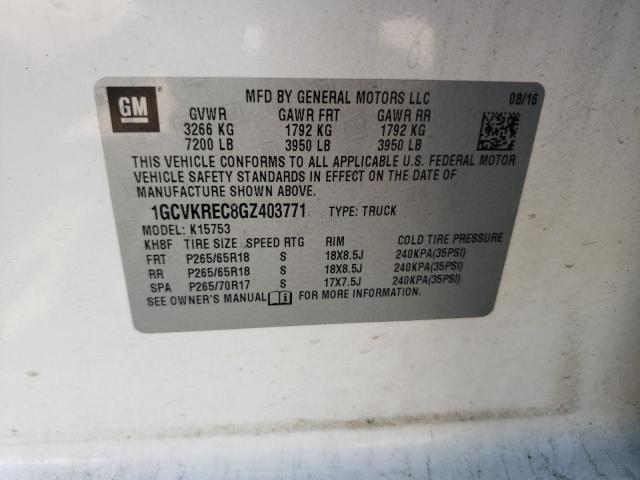 Photo 10 from auction – 2016 CHEVROLET SILVERADO with VIN 1GCVKREC8GZ403771