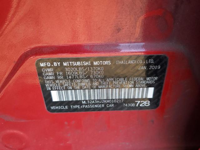 Photo 10 from auction – 2019 MITSUBISHI MIRAGE ES with VIN ML32A3HJ2KH010217