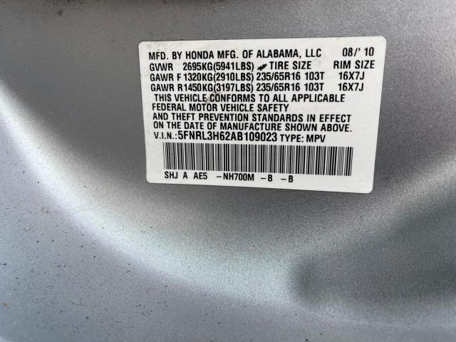 Photo 10 from auction – 2010 HONDA ODYSSEY EX with VIN 5FNRL3H62AB109023